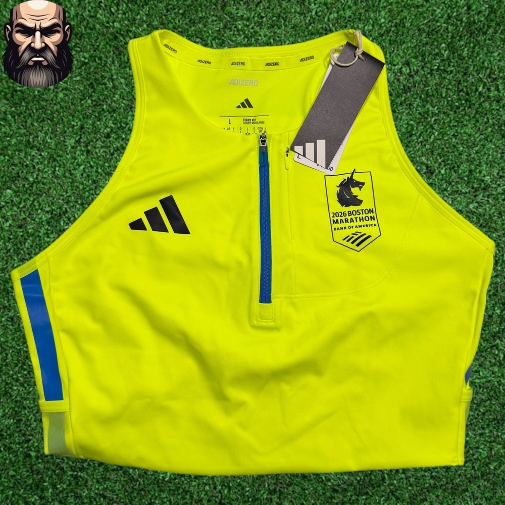 adidas Boston Marathon 2026 Adizero Crop Top Solar Yellow KE8250 Women's Size L